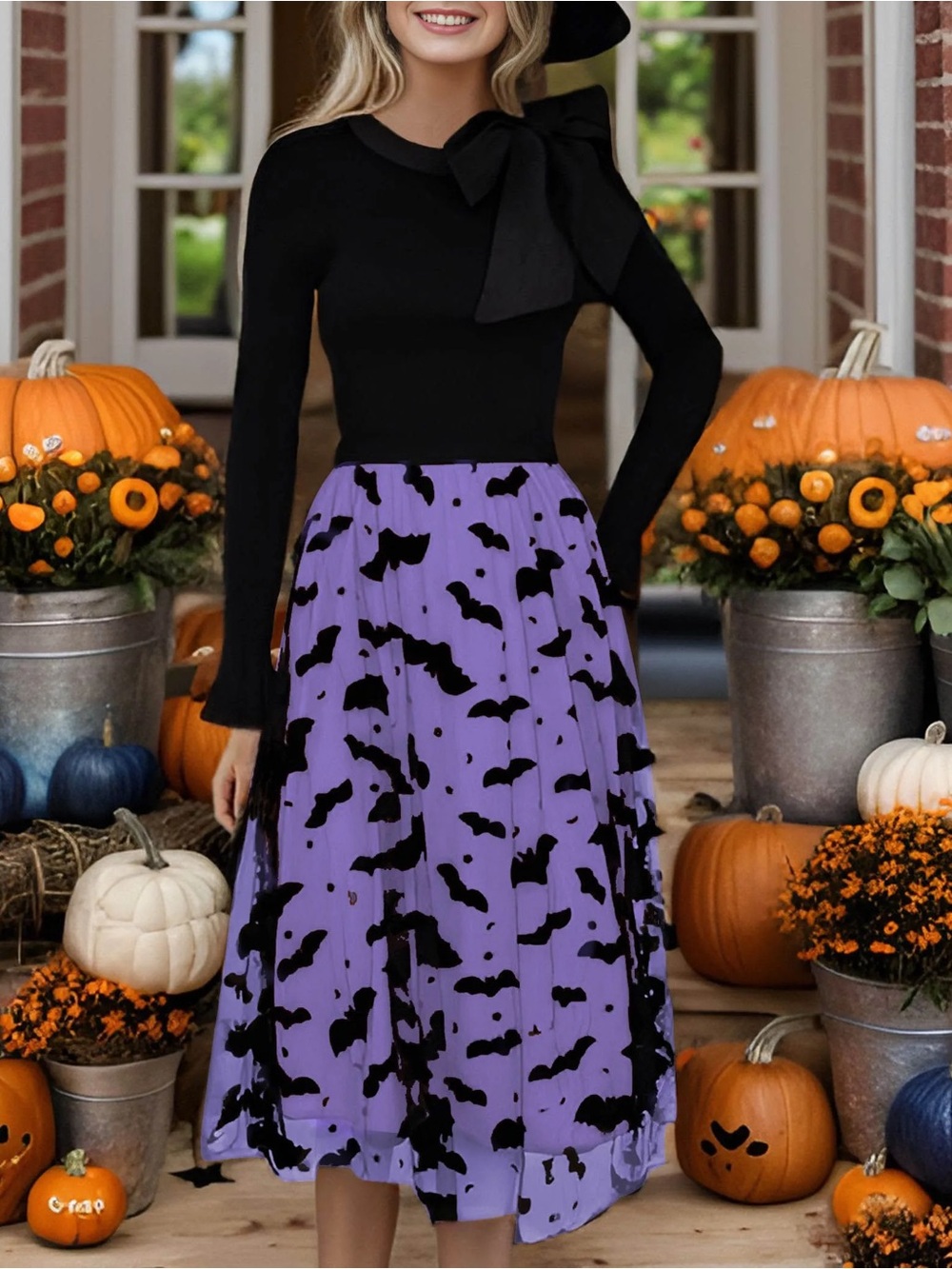 Chicwish Purple Black Velvet Bats Mesh Tulle Midi Skirt Halloween S/M